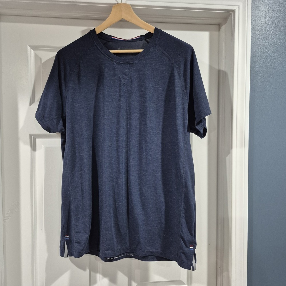 Four Laps Shirt Mens XL Blue Level Tech Tee Performance Running Wool Blend